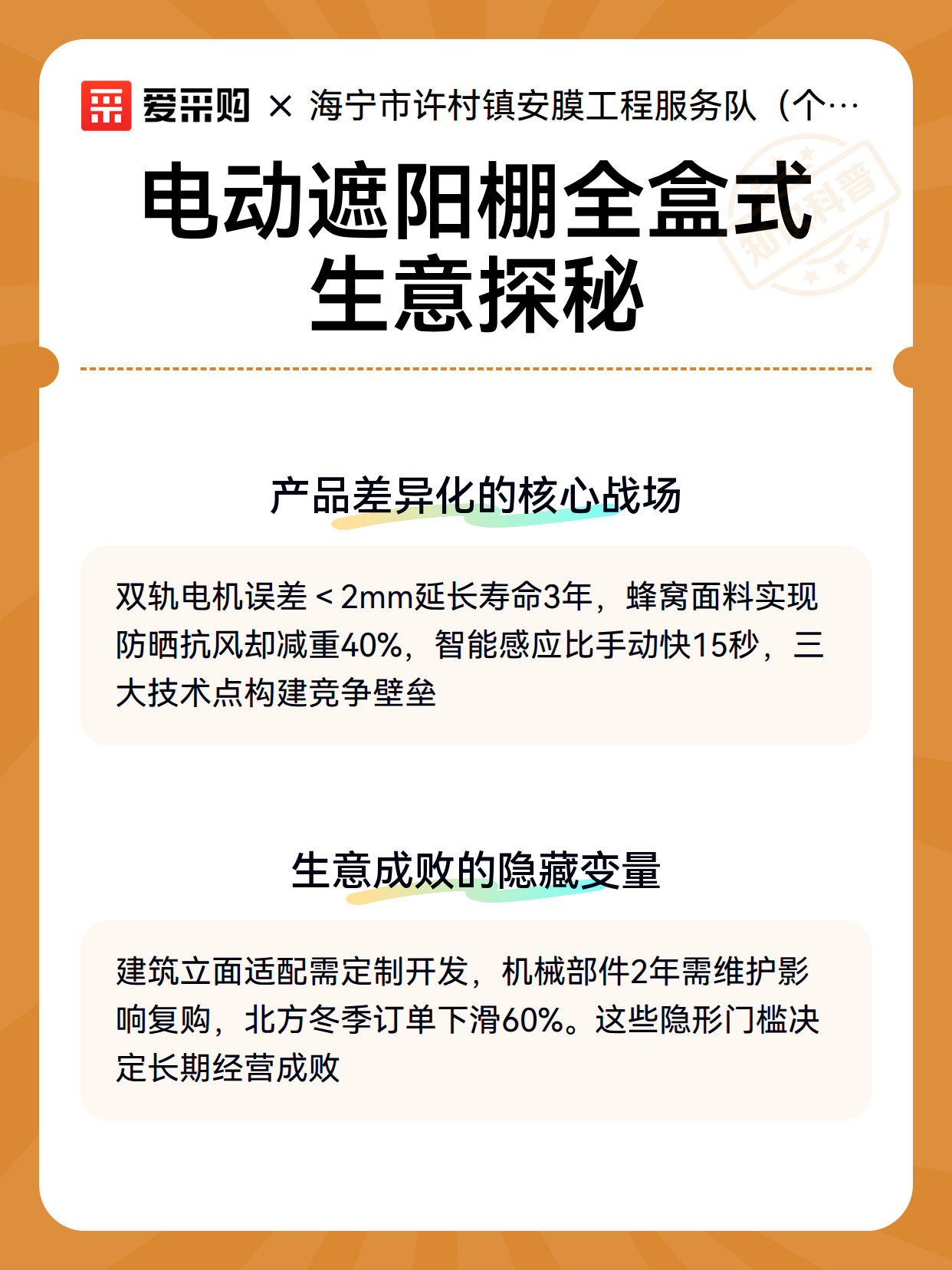 电动遮阳棚全盒式生意探秘（图3）