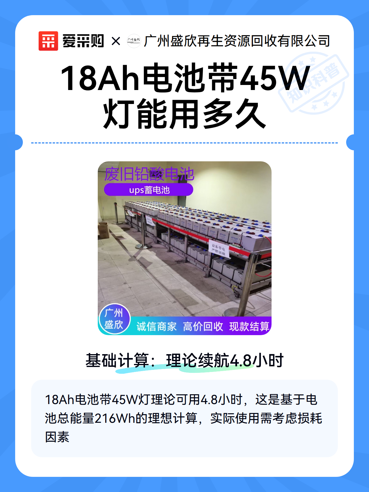18Ah电池带45W灯能用多久（图2）