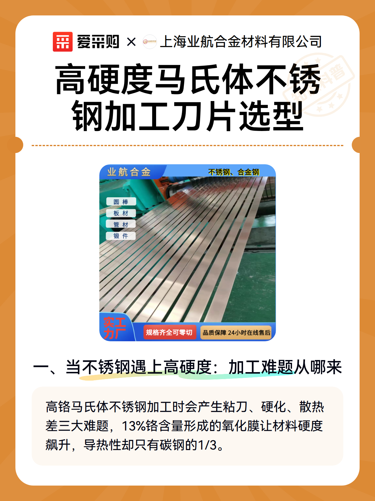 高硬度马氏体不锈钢加工刀片选型（图2）