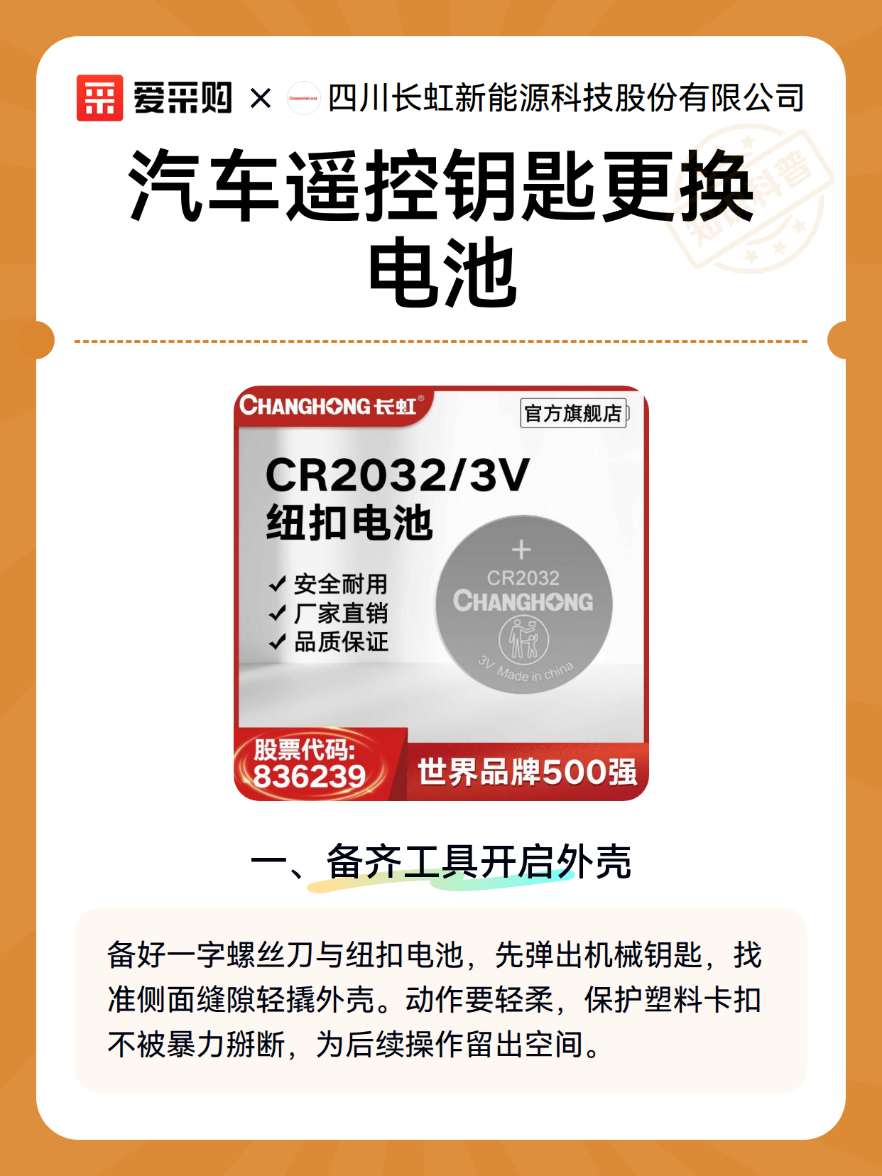 汽车遥控钥匙更换电池（图1）