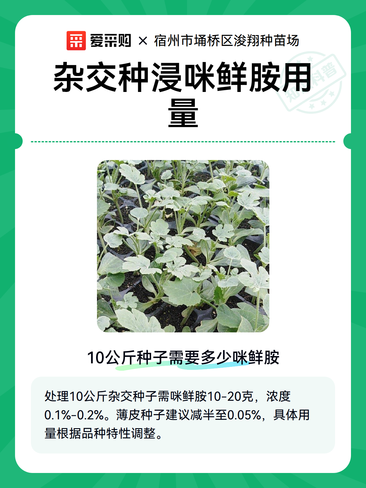 杂交种浸咪鲜胺用量（图1）