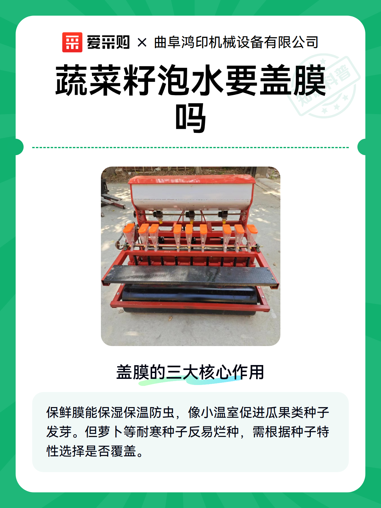 蔬菜籽泡水要盖膜吗（图1）