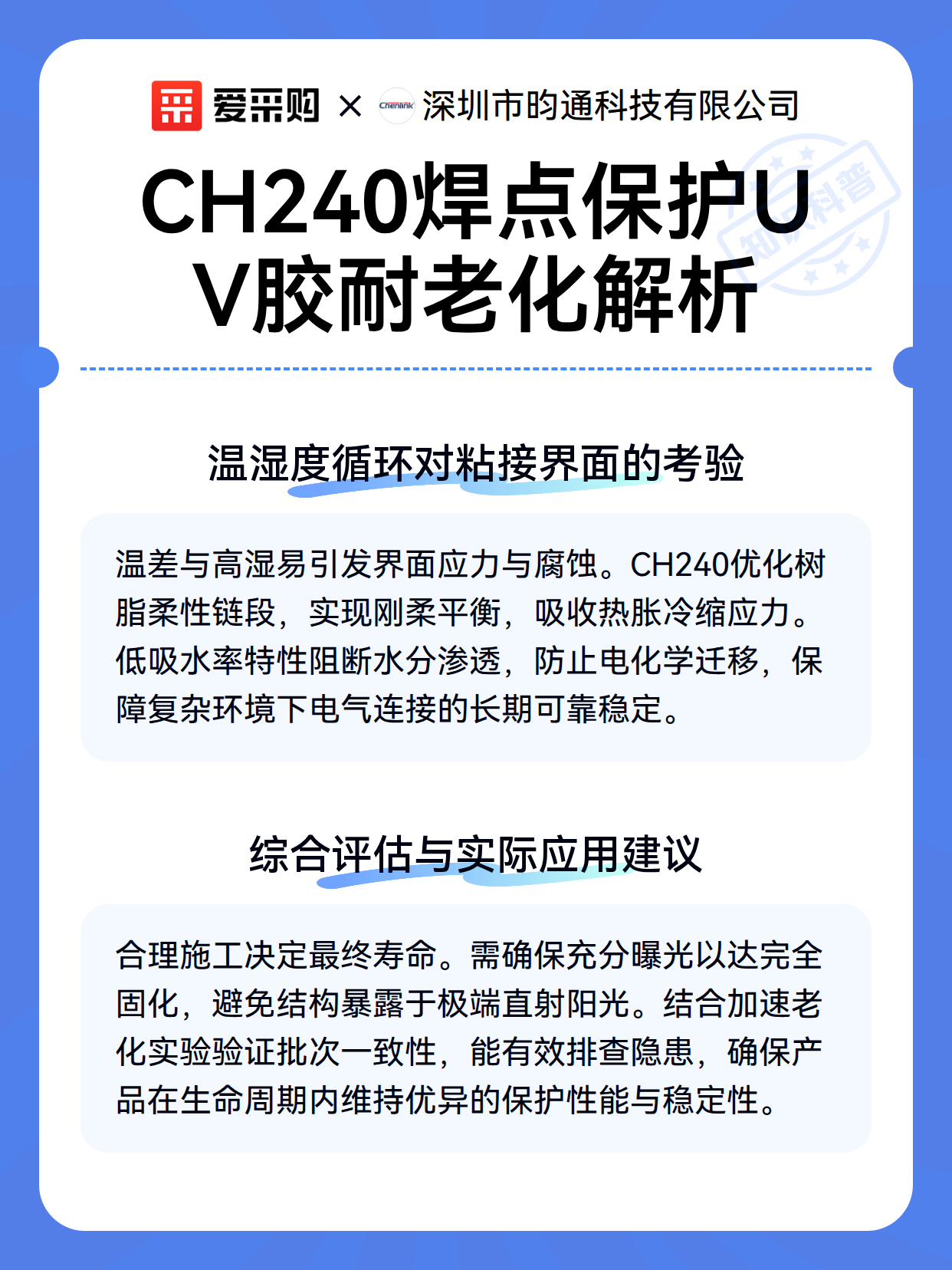 CH240焊点保护UV胶耐老化解析（图2）