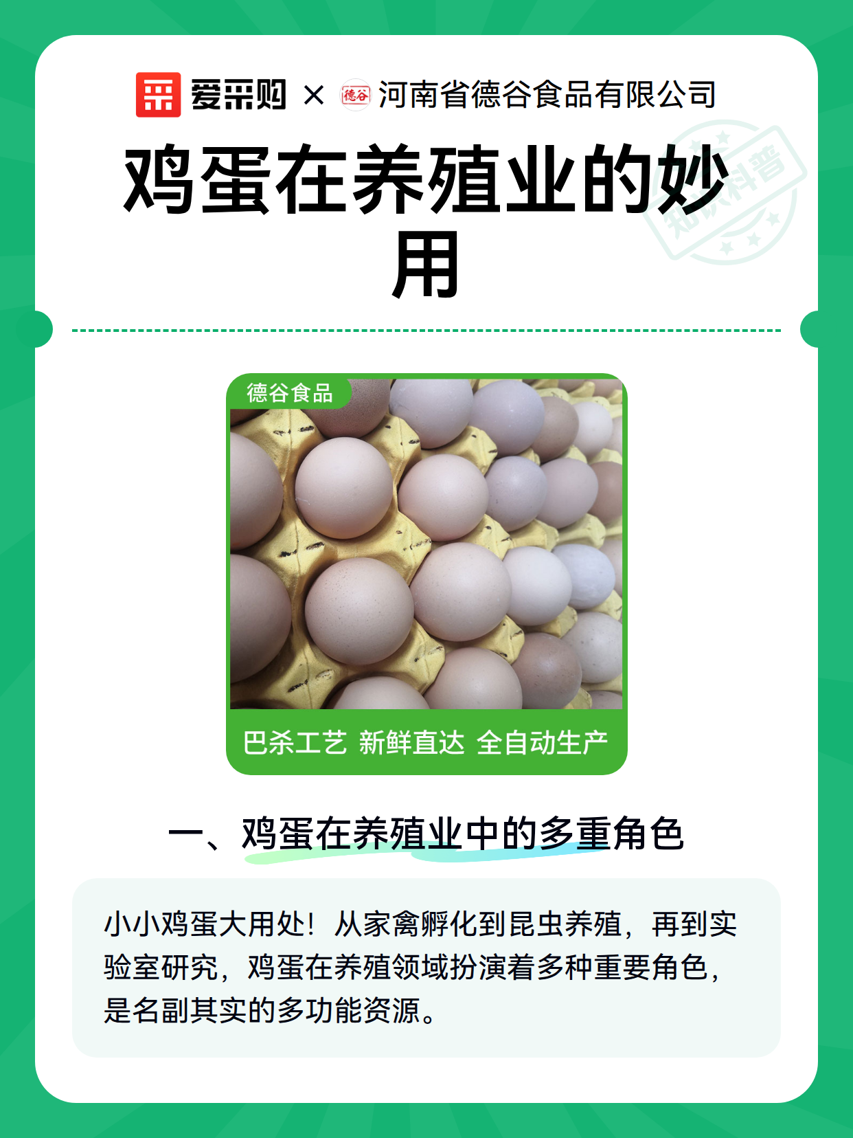 鸡蛋在养殖业的妙用（图1）